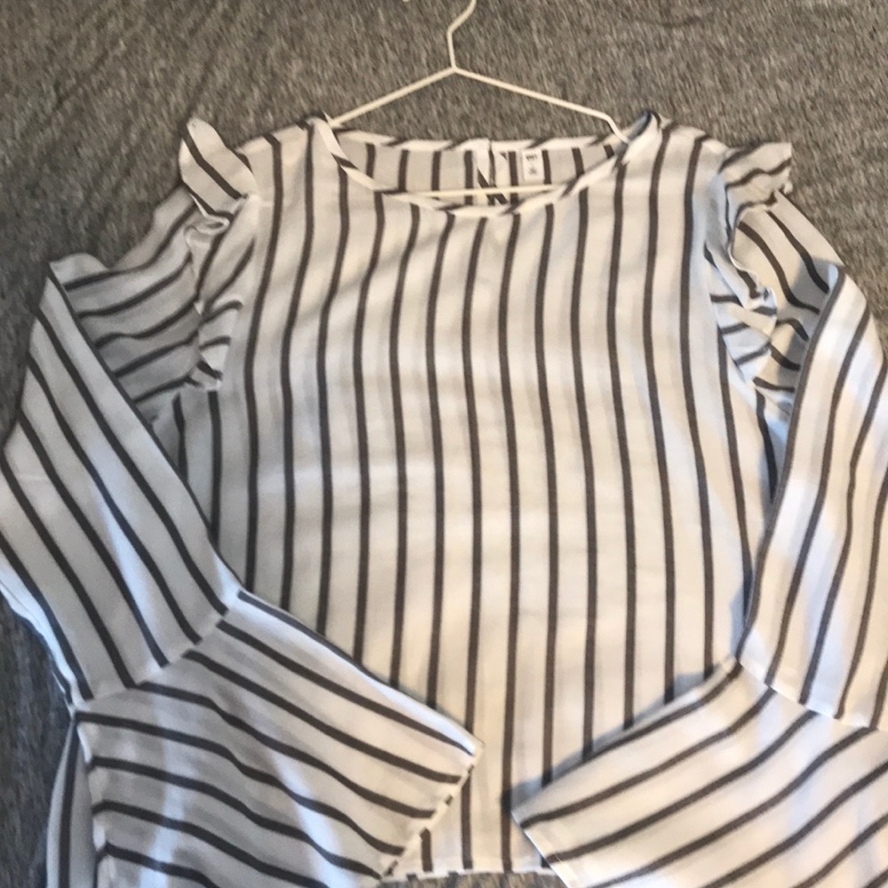 BRAND NEW White And Grey Striped Blouse